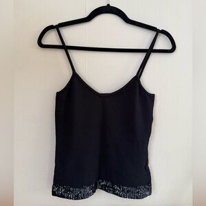 Black Fitted Sleeveless Camisole with Spaghetti Straps